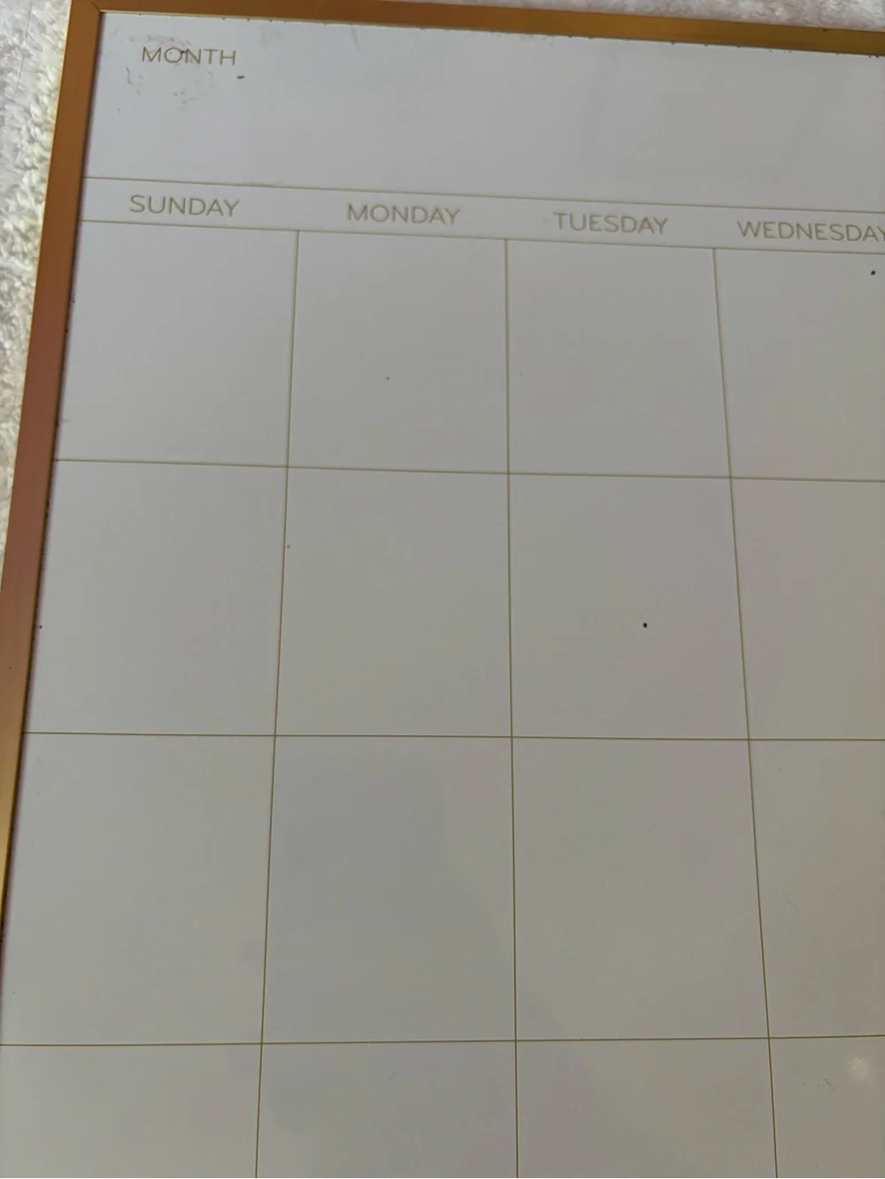Gold Framed Dry Erase Monthly Calendar Whiteboard | 20” x 16” Planner Organizer